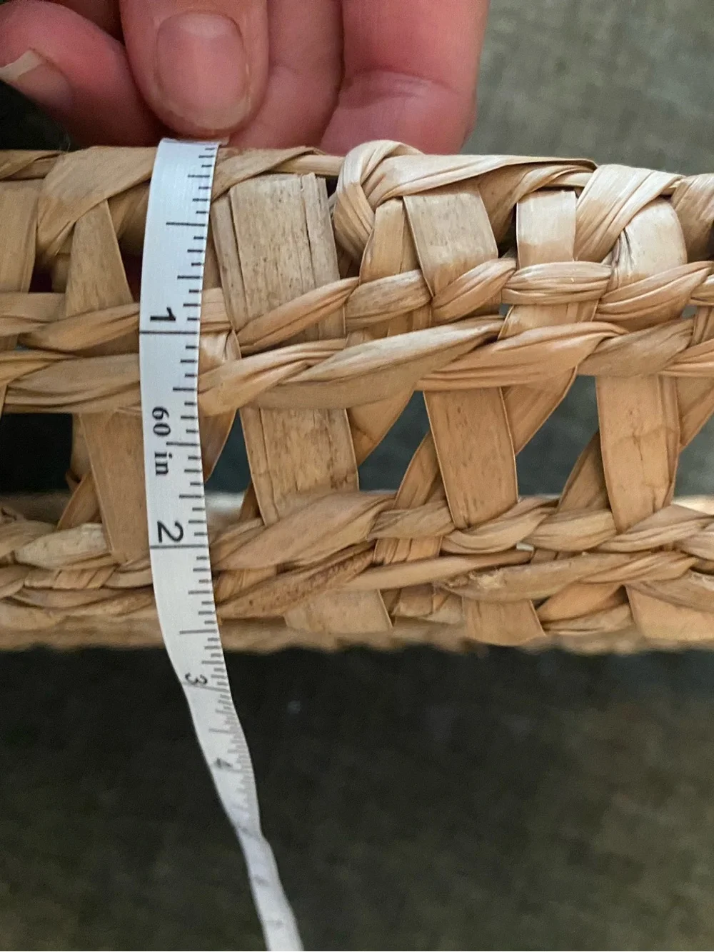 VTG Boho Hand Woven Open Weave Rectangular Tray Basket Natural Reed Palm Leaf